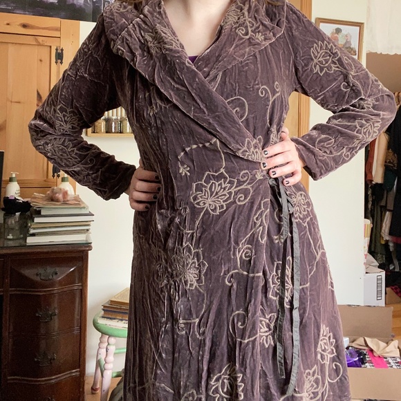 Chan Luu Crushed Velvet and Silk Coat 90s Whimsygoth - Picture 3 of 6